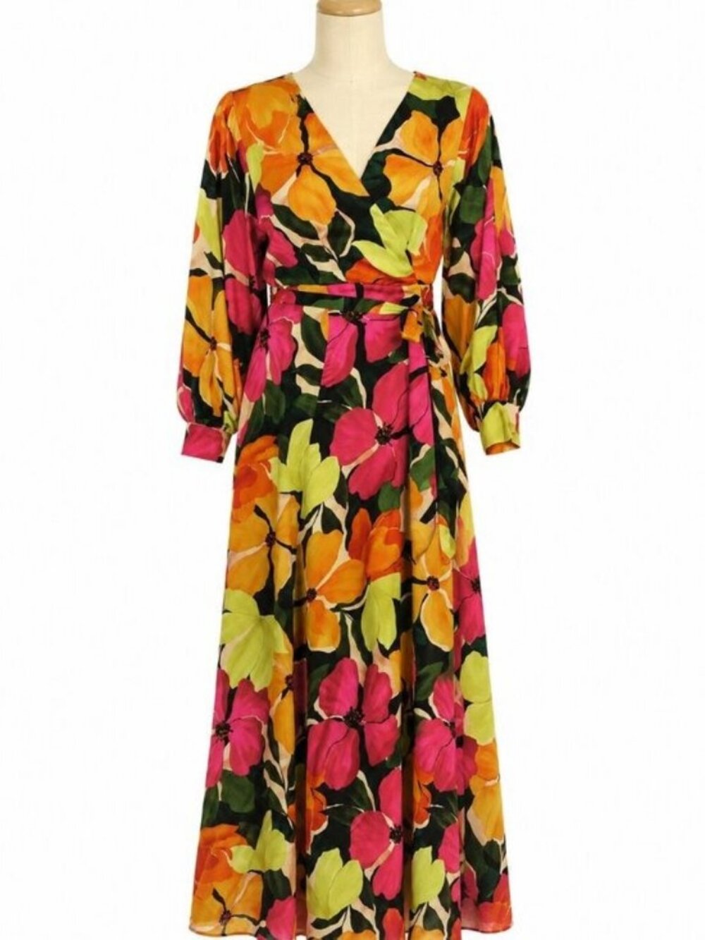 Dress Forum Euphoria Floral Wrap Maxi Dress L NWT